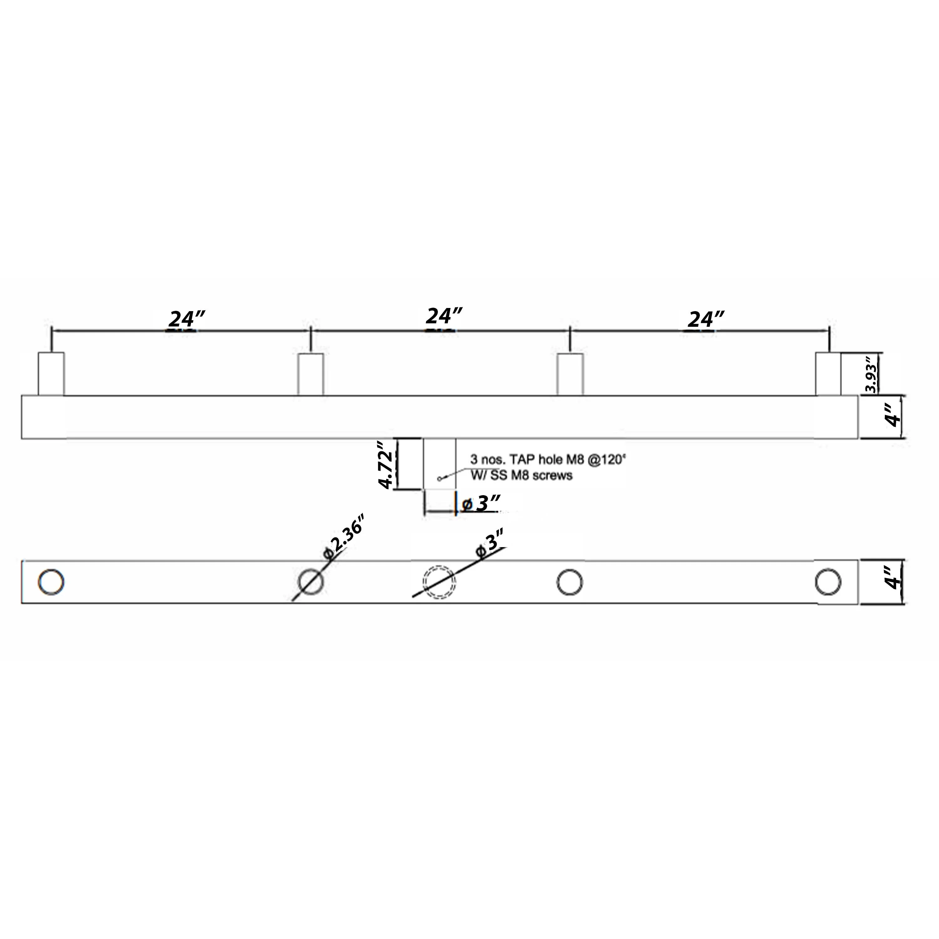 Bullhorn Round Base with 4 Tenon Inline - Image 3