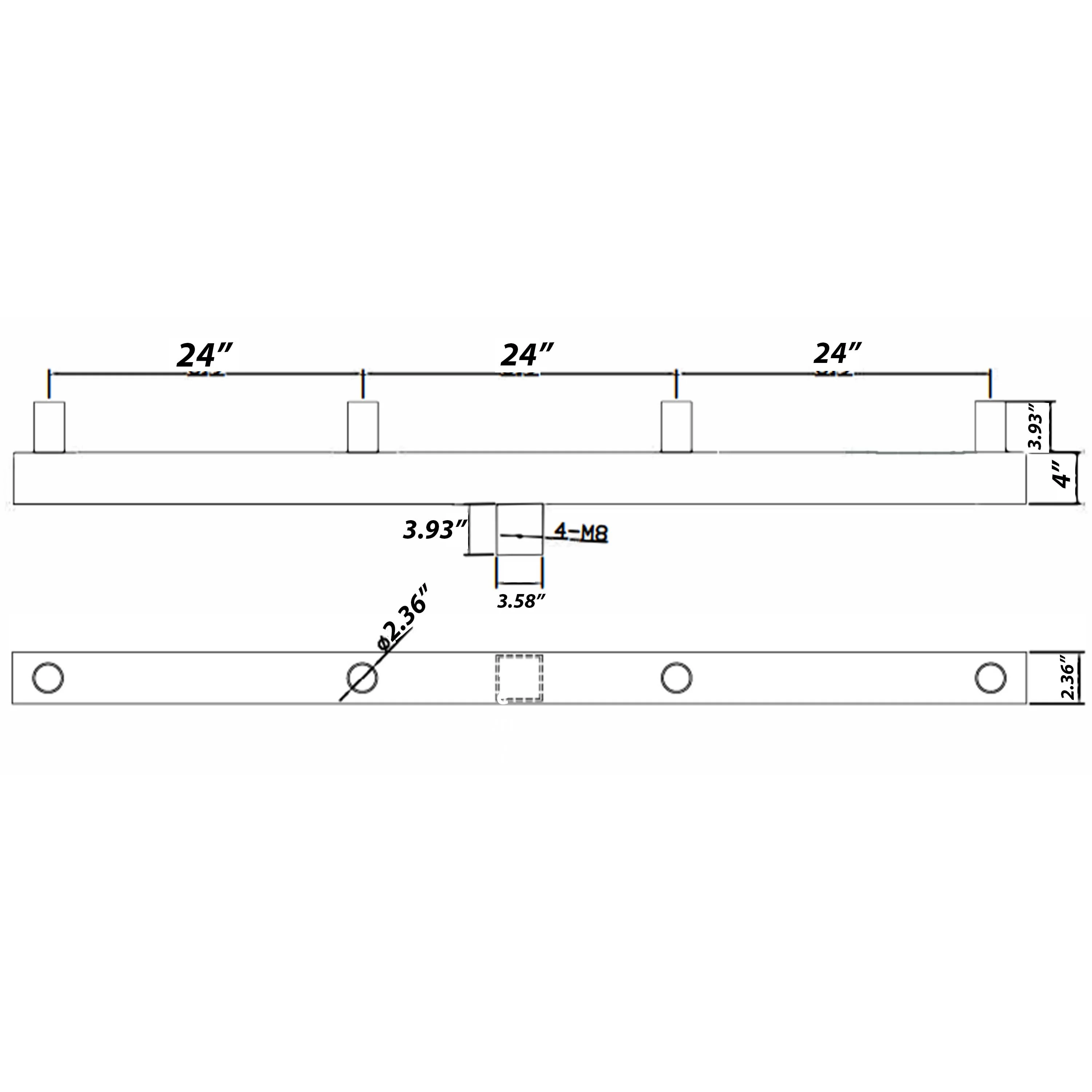 Bullhorn Square with 4 Tenon Inline - Image 3
