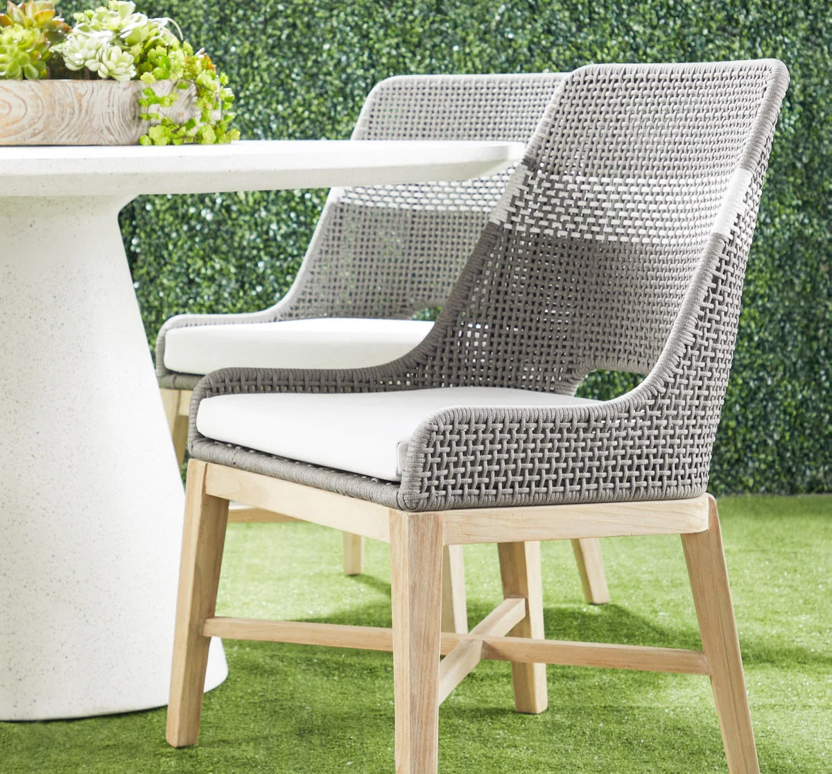 Tapestry Outdoor Dining Chair, Set of 2 | Gray Teak - Image 3
