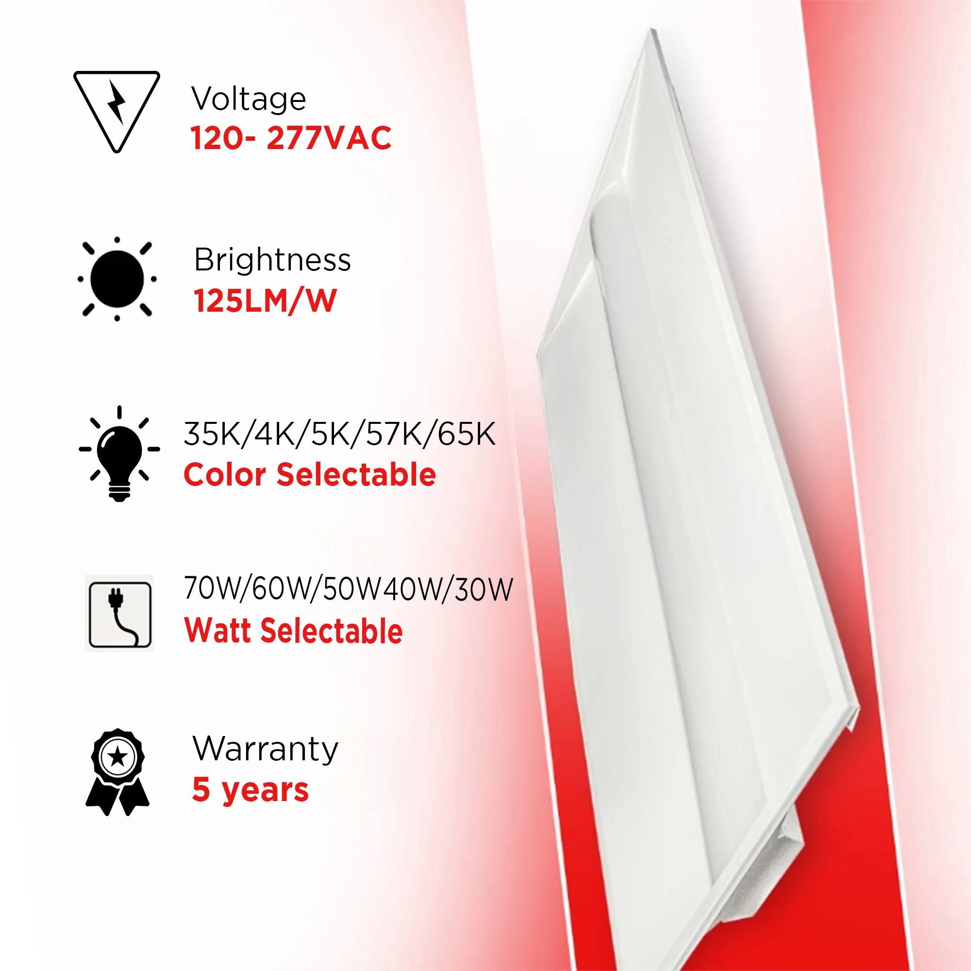 Troffer 2x4 Version 3 - Watt & Color Selectable (30/40/50/60/70W) - 5CCT(35K/40K/50K/57K/65K) - ETL Certified - 2 Pack #326 - Image 2