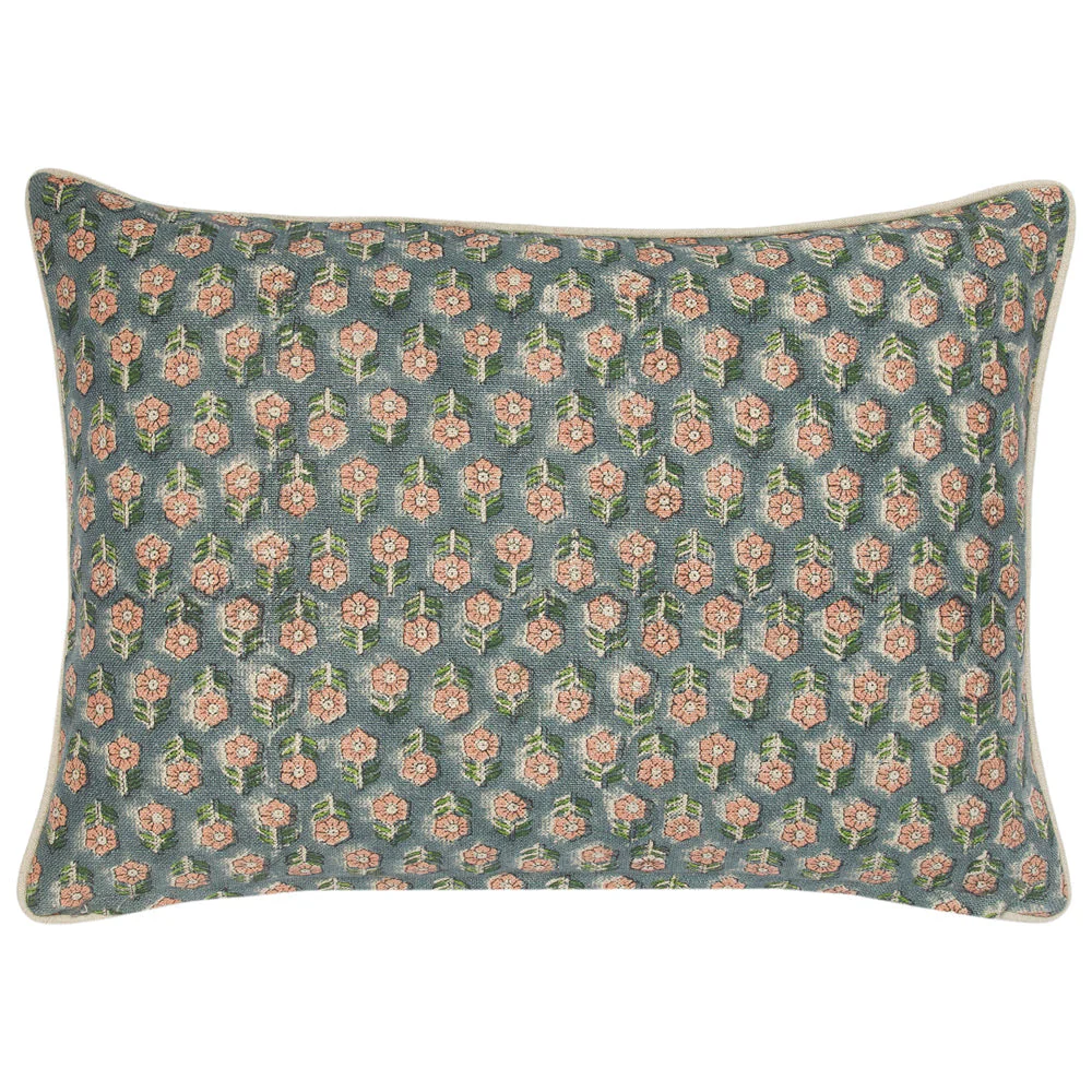Tulsi Teal Coral Pillow - Image 1