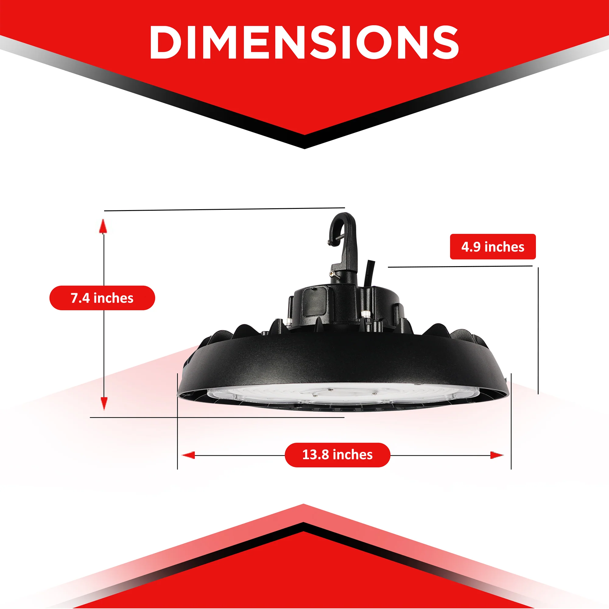 240W LED UFO High Bay - 33600 lumens - 5700K Motion Sensor - IP65 Rated - Image 2