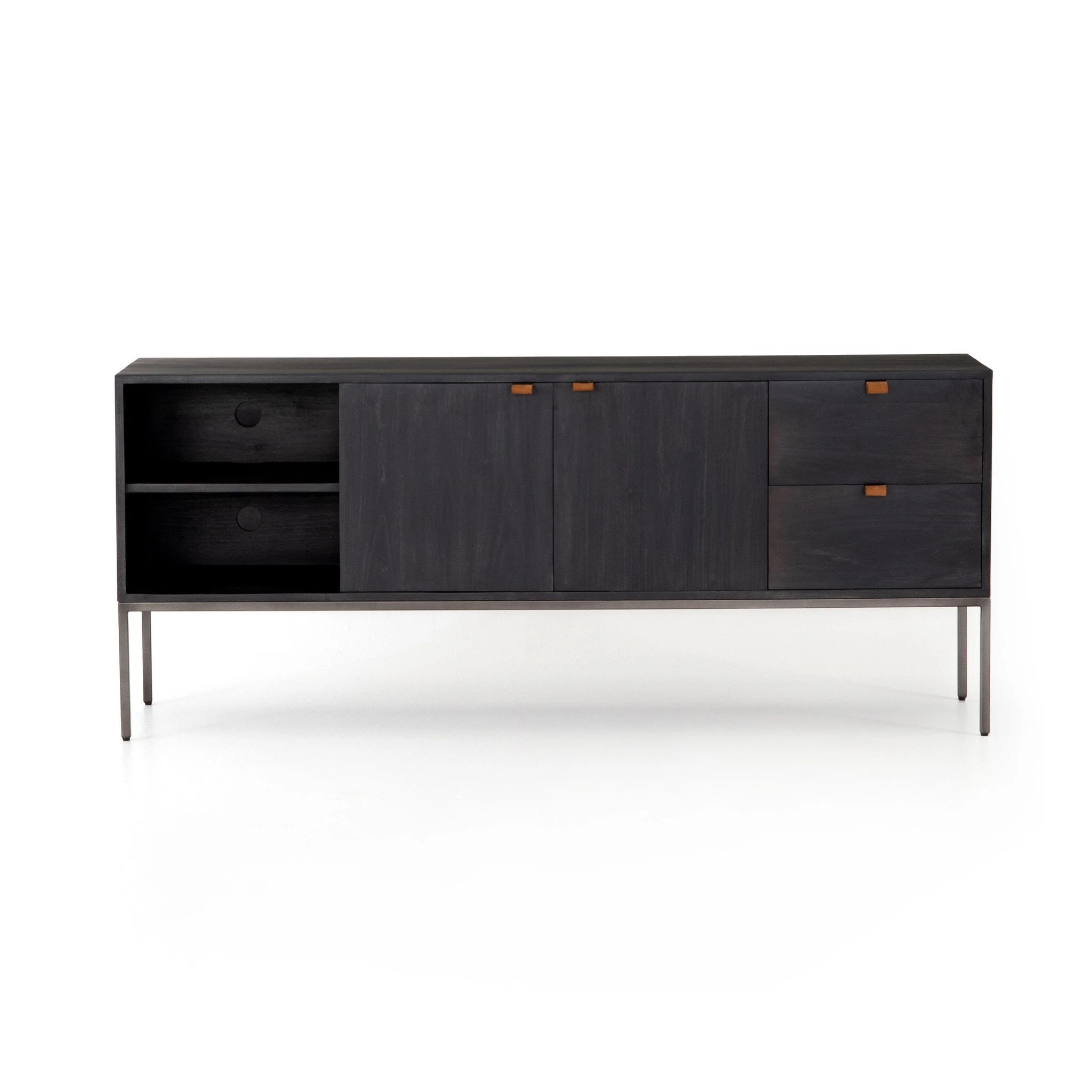 Trey Media Console - Black Wash Poplar - Image 1