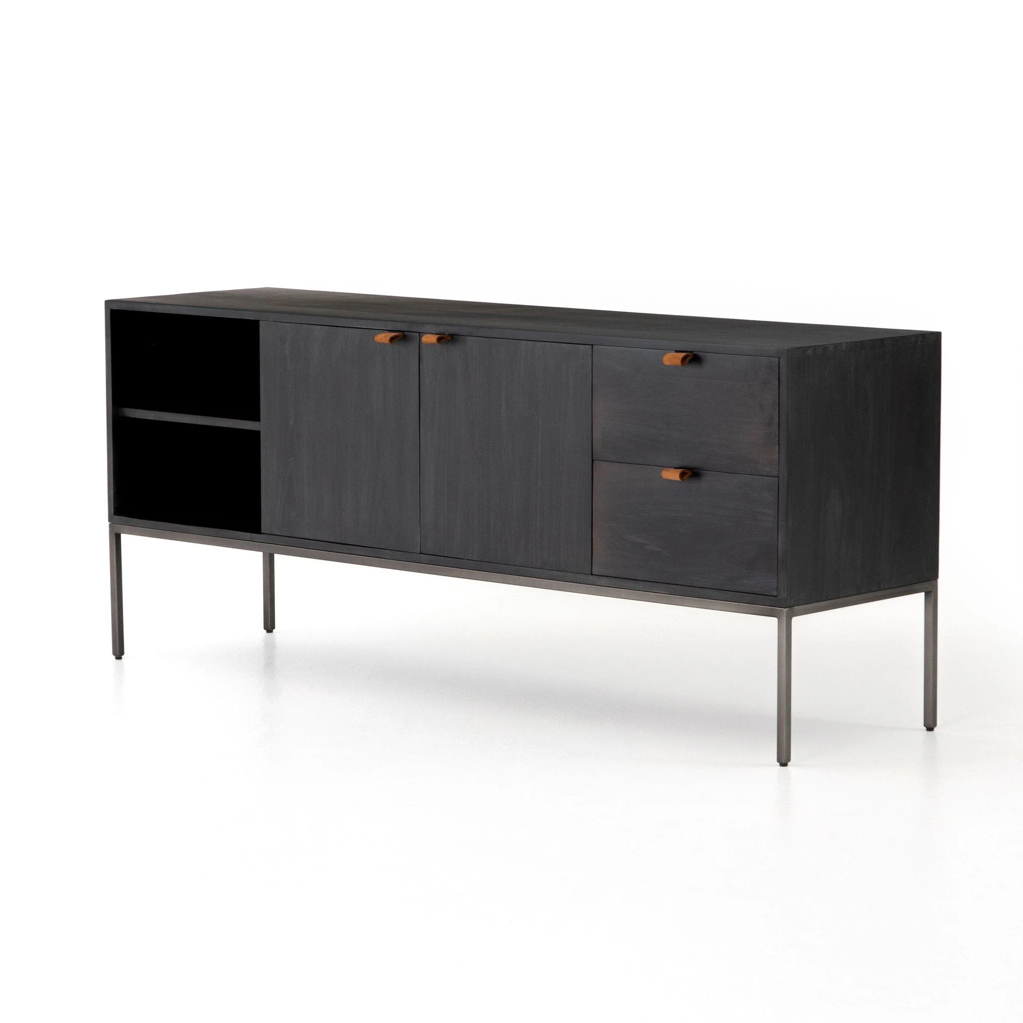 Trey Media Console - Black Wash Poplar - Image 2