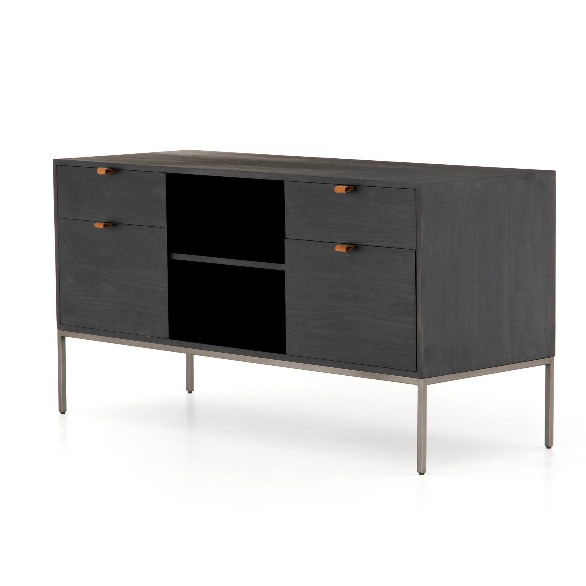 Trey Modular Filing Credenza - Black Wash Poplar - Image 2
