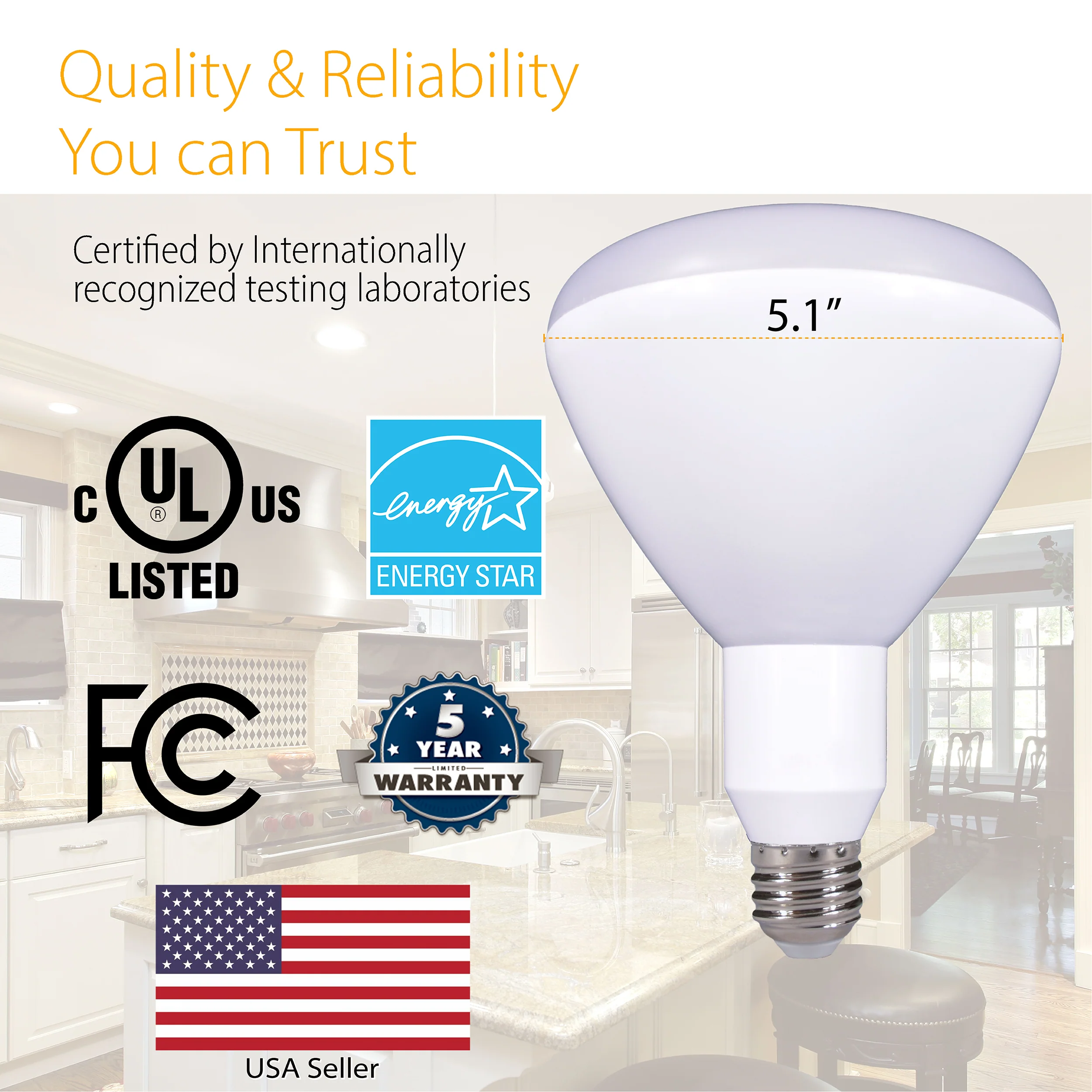 BR40 15W LED Dimmable Bulb - 1300 Lumens - 100W Equivalent - Indoor Flood Light Bulb - Image 3