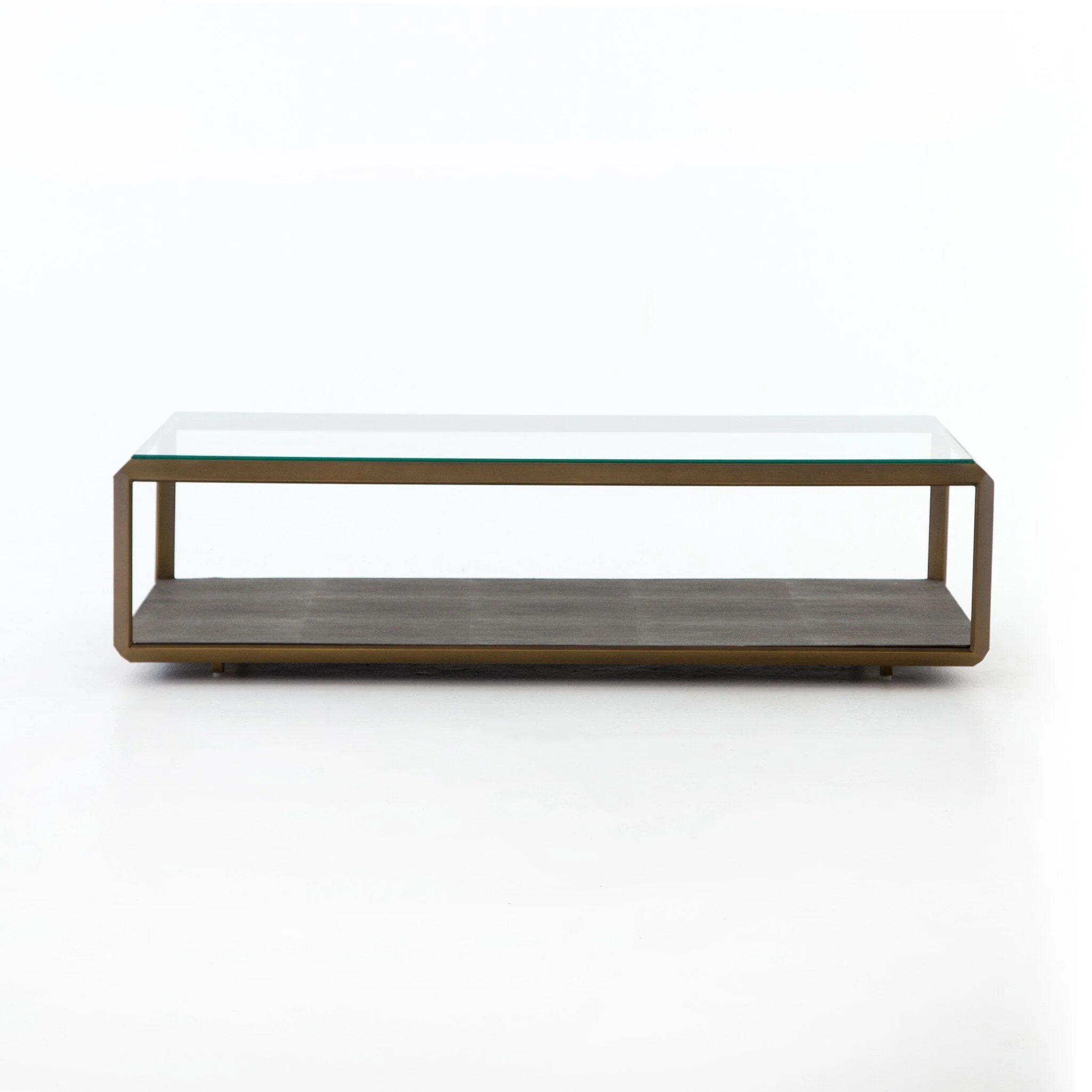 Shagreen Shadow Box Coffee Table - Tempered Glass - Image 1