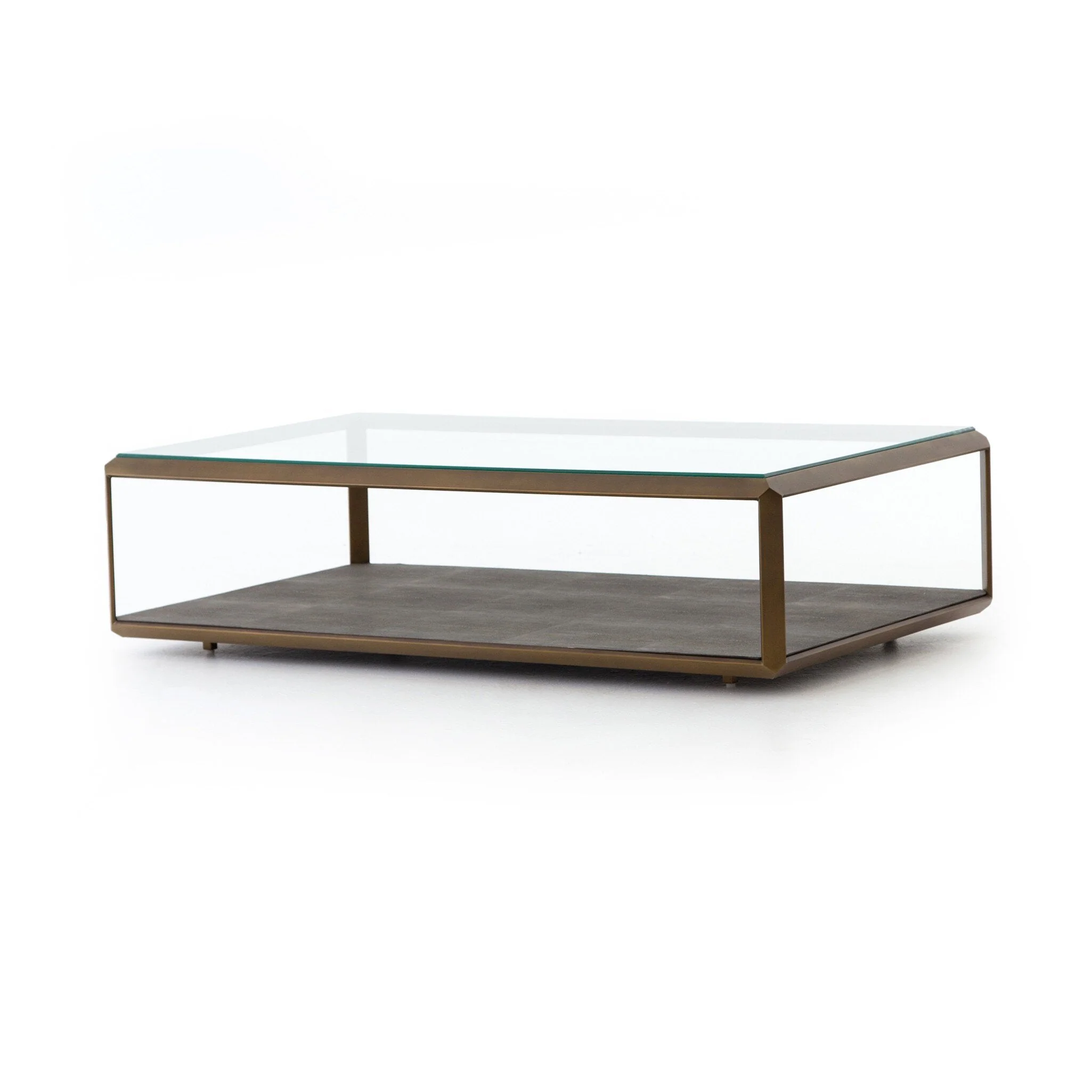 Shagreen Shadow Box Coffee Table - Tempered Glass - Image 2