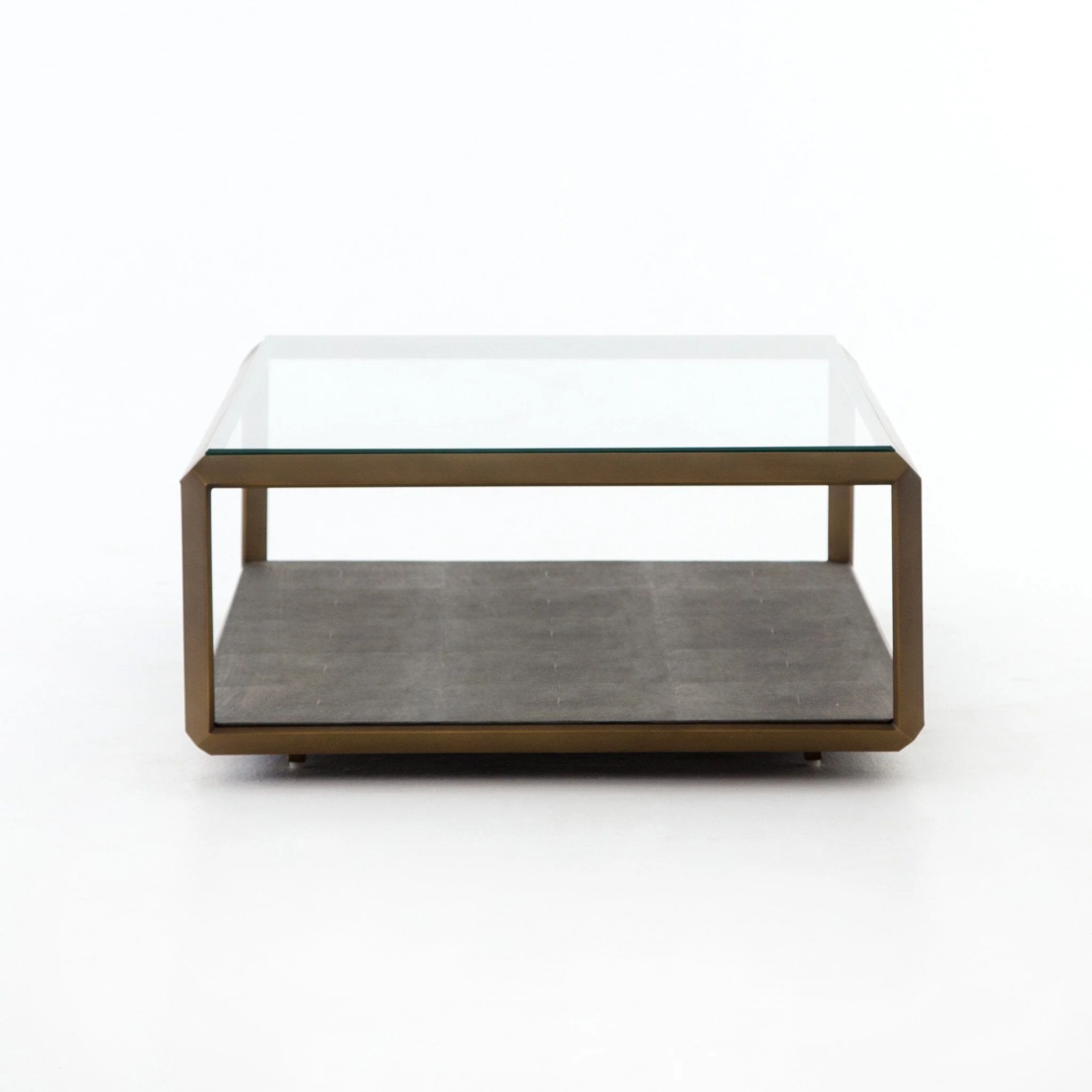 Shagreen Shadow Box Coffee Table - Tempered Glass - Image 3