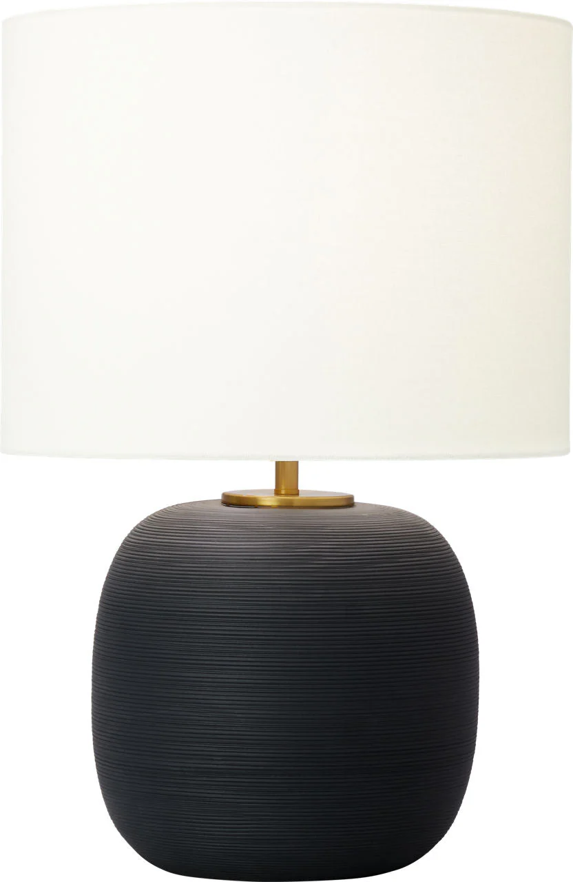 Fanny Wide Table Lamp Rough Black Ceramic Bulbs Inc - Image 1