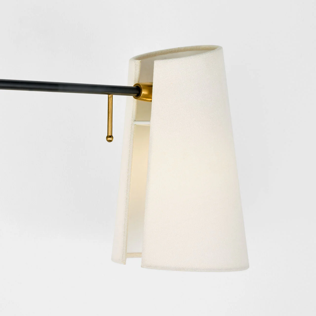 Keil Swing Arm Wall Light | Hand-Rubbed Antique Brass and Black | Linen Shade - Image 3