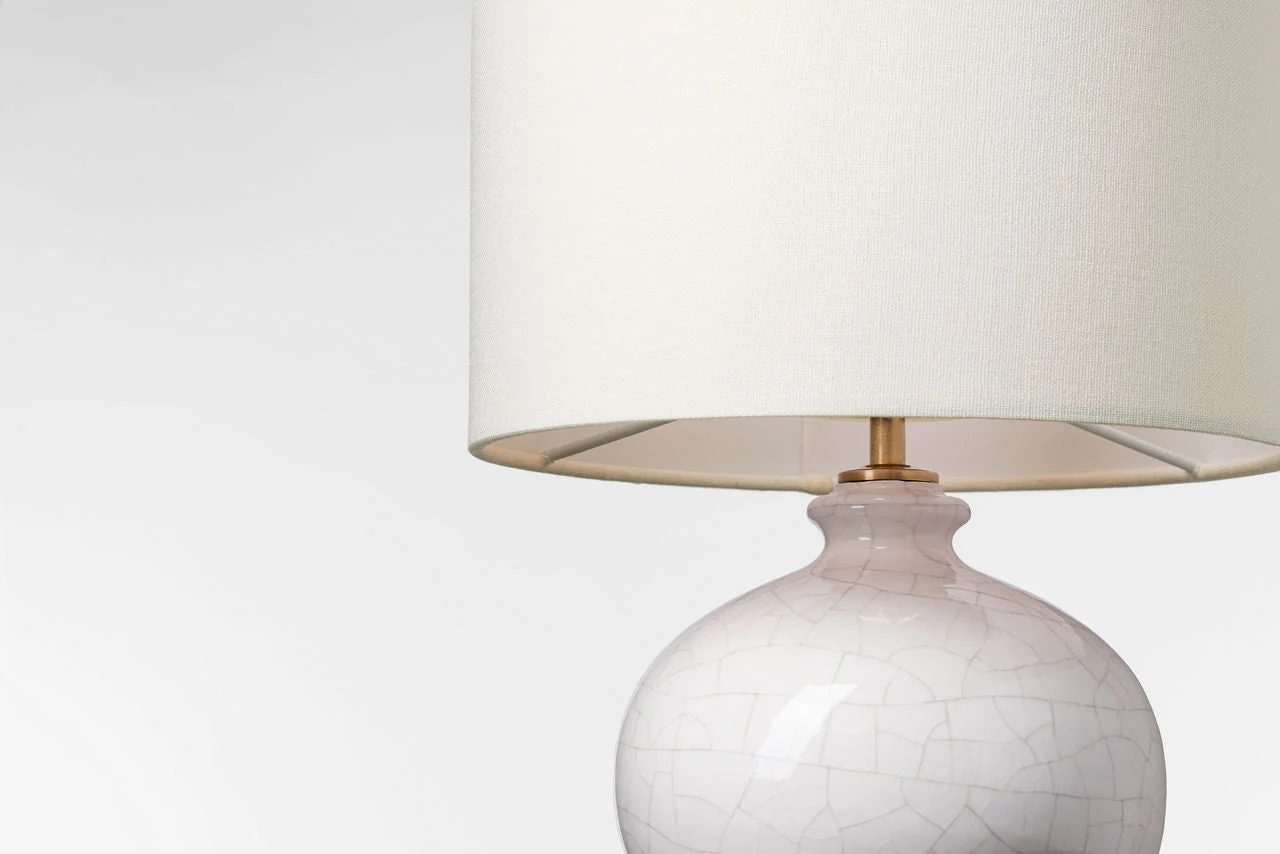 Gaios 13" Cordless Accent Lamp | Crackled Ivory | Linen Shade - Image 3