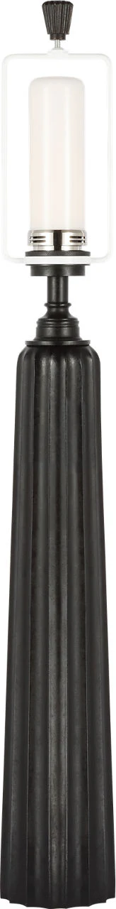 Fluted Spire Large Cordless Table Lamp | Aged Iron | Linen Shade - Image 3