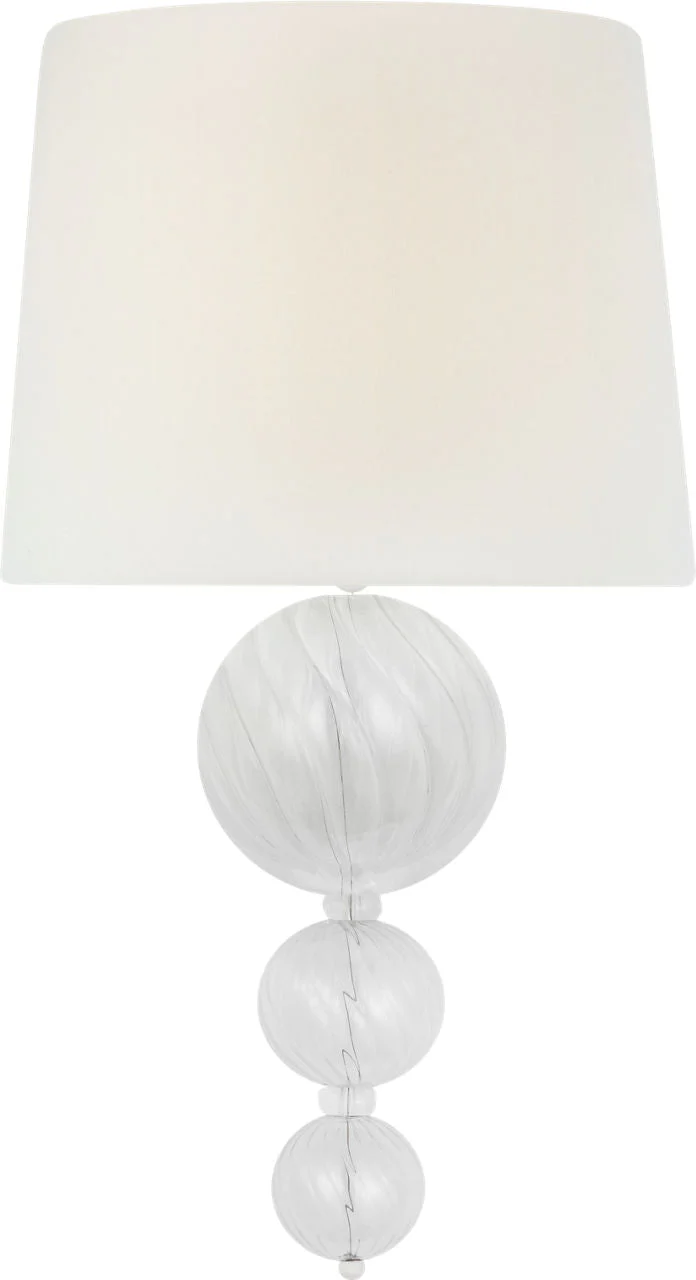 Talia 18" Sconce | Clear Swirled Glass | Linen Shade - Image 2
