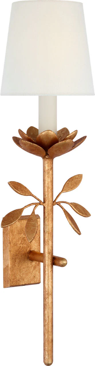 Clementine 22" Tail Sconce | Antique Gold Leaf | Linen Shade - Image 2