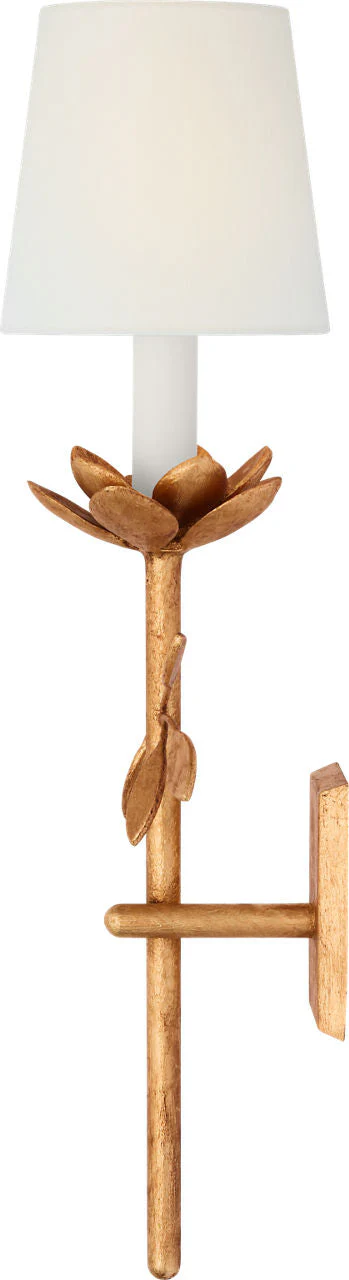 Clementine 22" Tail Sconce | Antique Gold Leaf | Linen Shade - Image 3