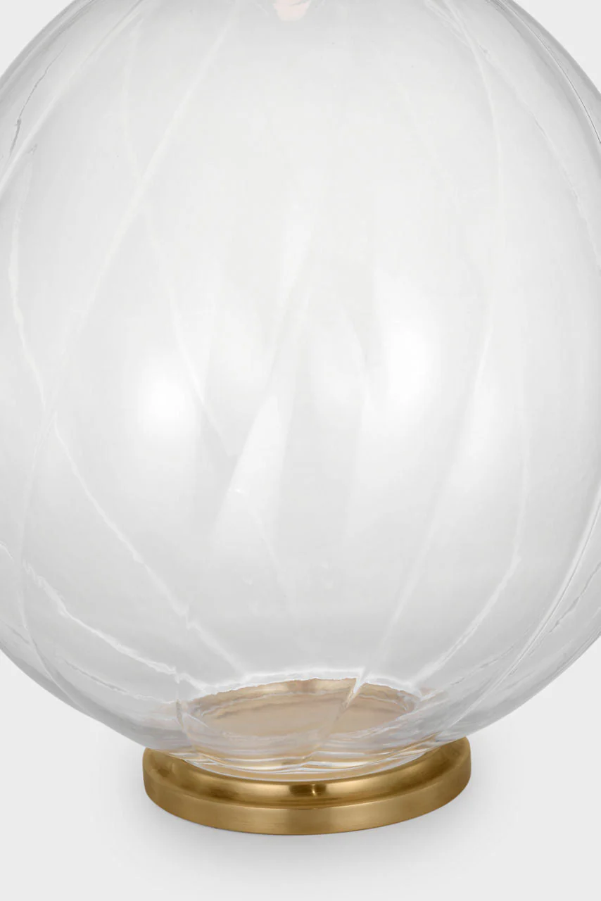 Talia Medium Cordless Table Lamp | Clear Glass | Linen Shade - Image 3