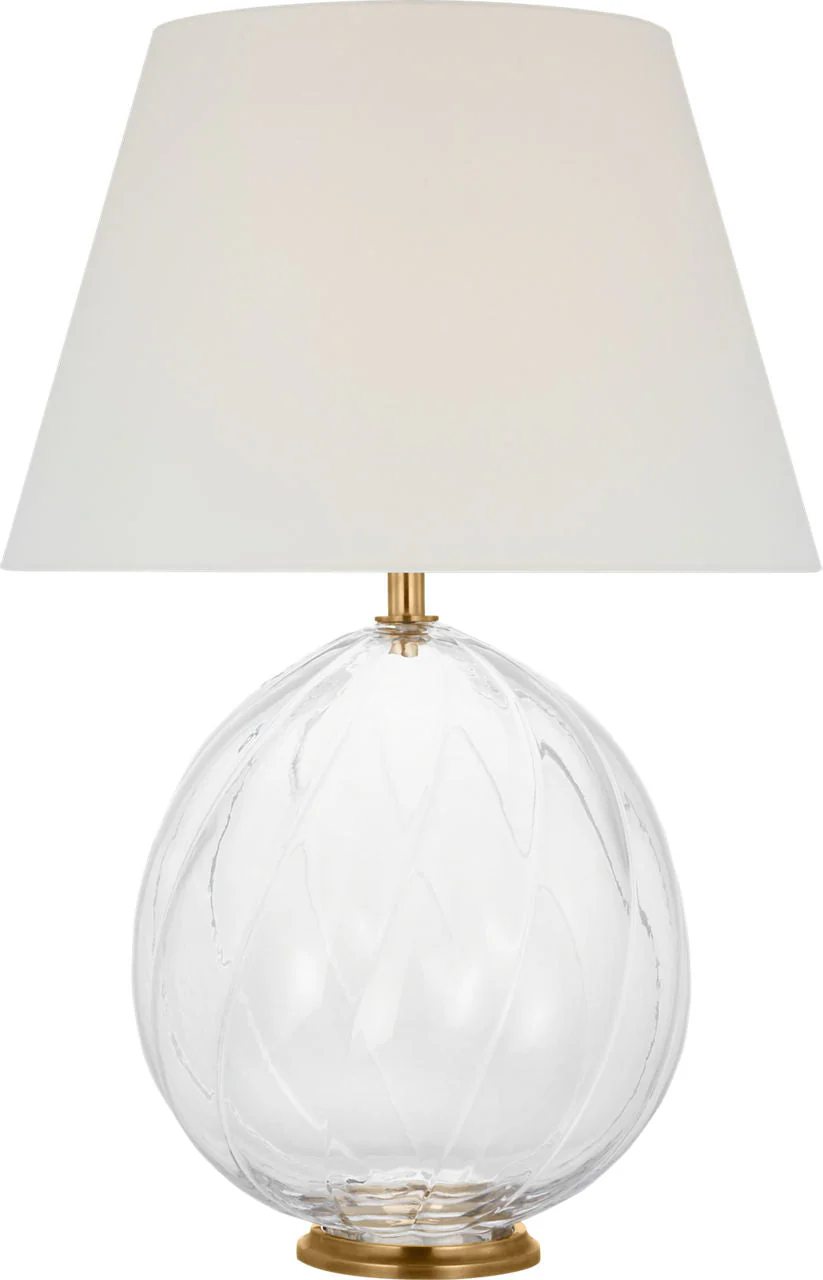 Talia Medium Cordless Table Lamp | Clear Glass | Linen Shade - Image 1