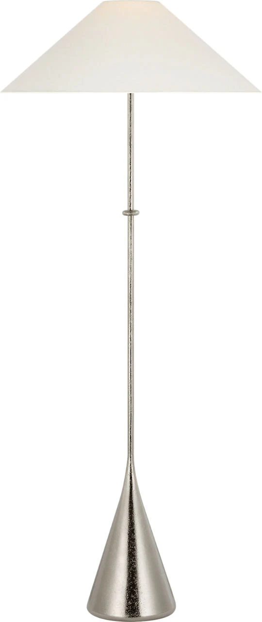Zealous 62" Floor Lamp | Museum Nickel | Linen Shade - Image 3