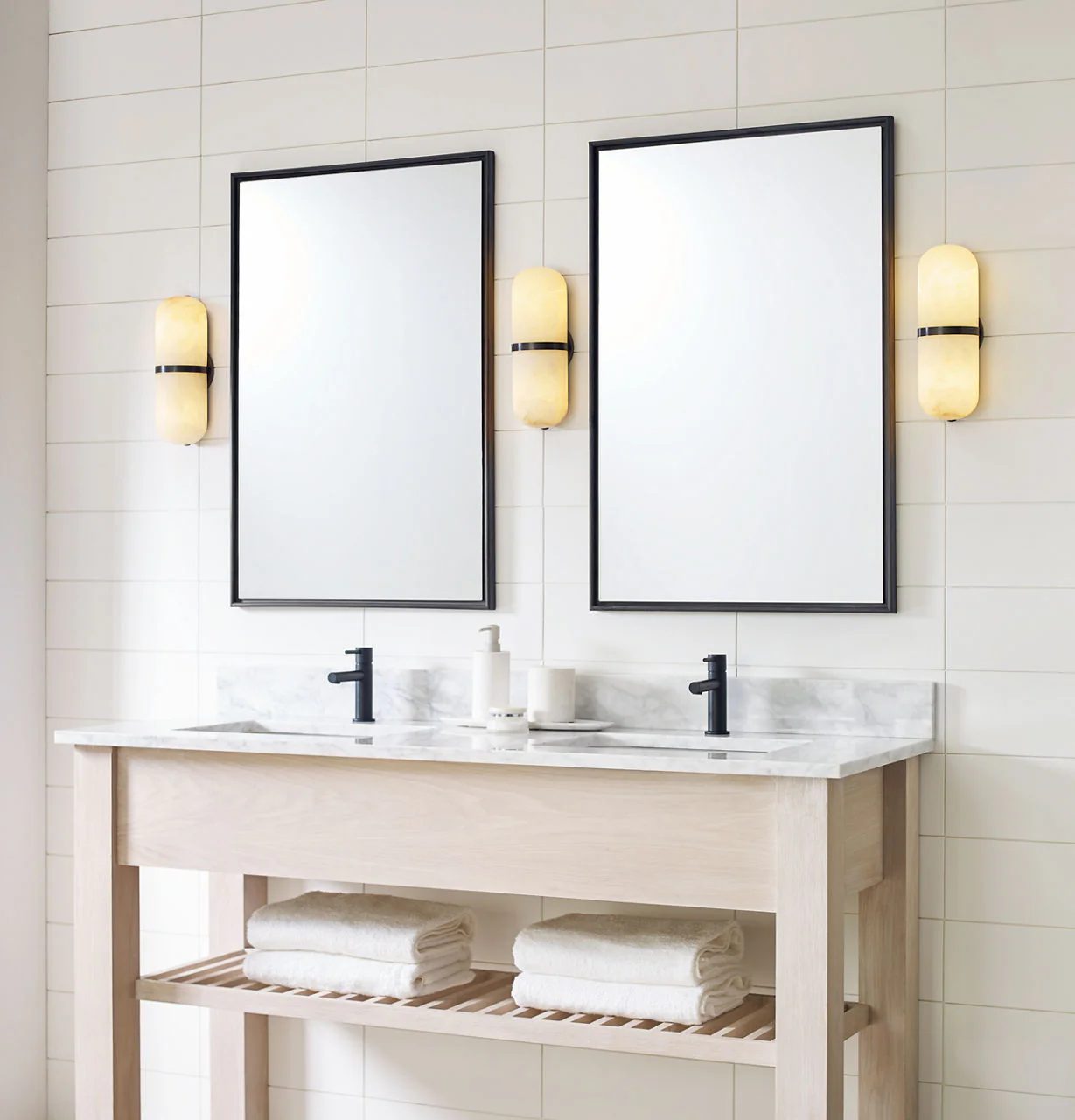 Melange Pill Form Sconce | Bronze | Alabaster - Image 2