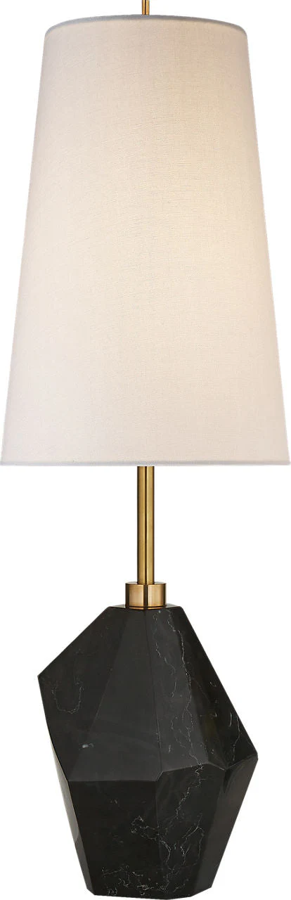 Halcyon Accent Table Lamp | Black Cremo Marble | Linen Shade - Image 1