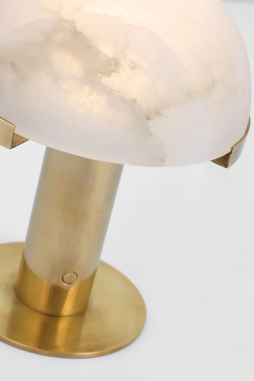 Melange 8" Rechargeable Accent Lamp | Antique-Burnished Brass | Alabaster Shade - Image 2