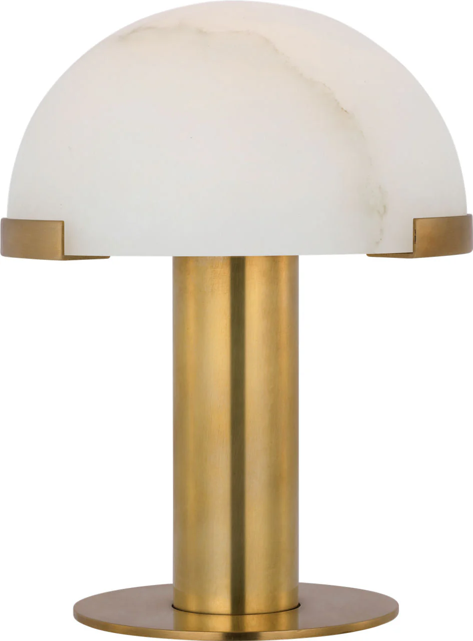Melange 8″ Rechargeable Accent Lamp | Antique-Burnished Brass | Alabaster Shade