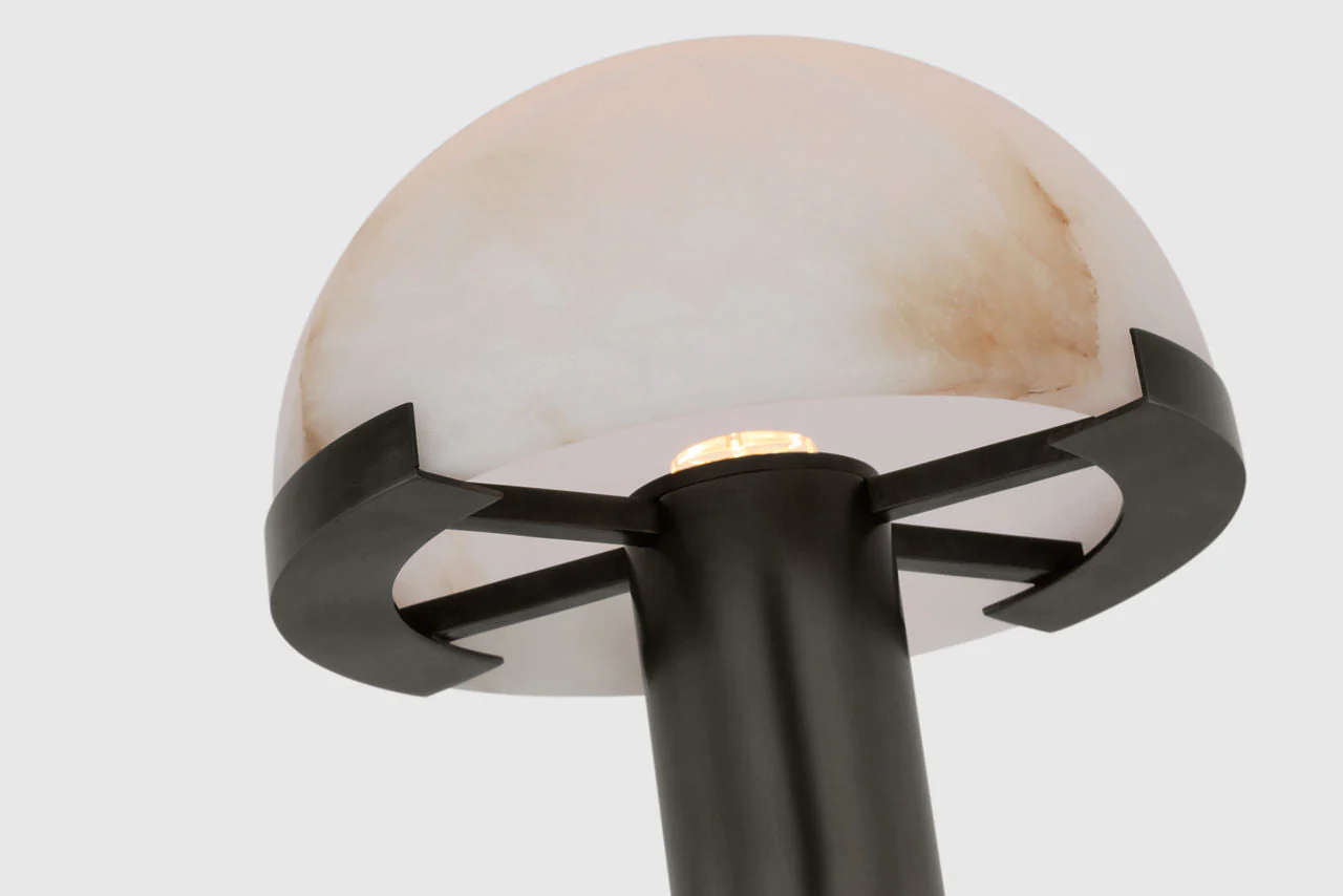 Melange 8" Rechargeable Accent Lamp | Bronze | Alabaster Shade - Image 2