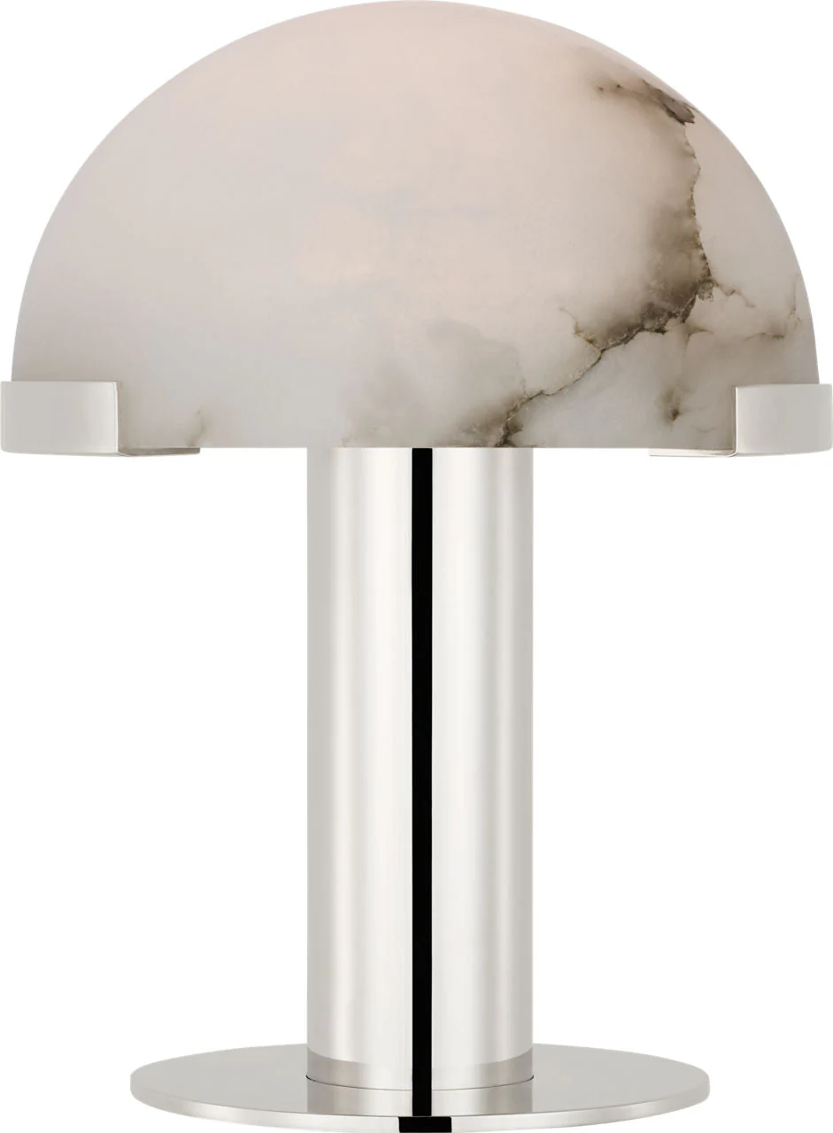 Melange 8″ Rechargeable Accent Lamp | Polished Nickel | Alabaster Shade