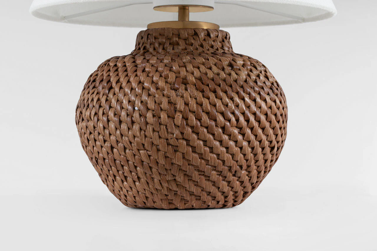 Avedon 12" Cordless Accent Lamp | Natural Rattan | Linen Shade - Image 3