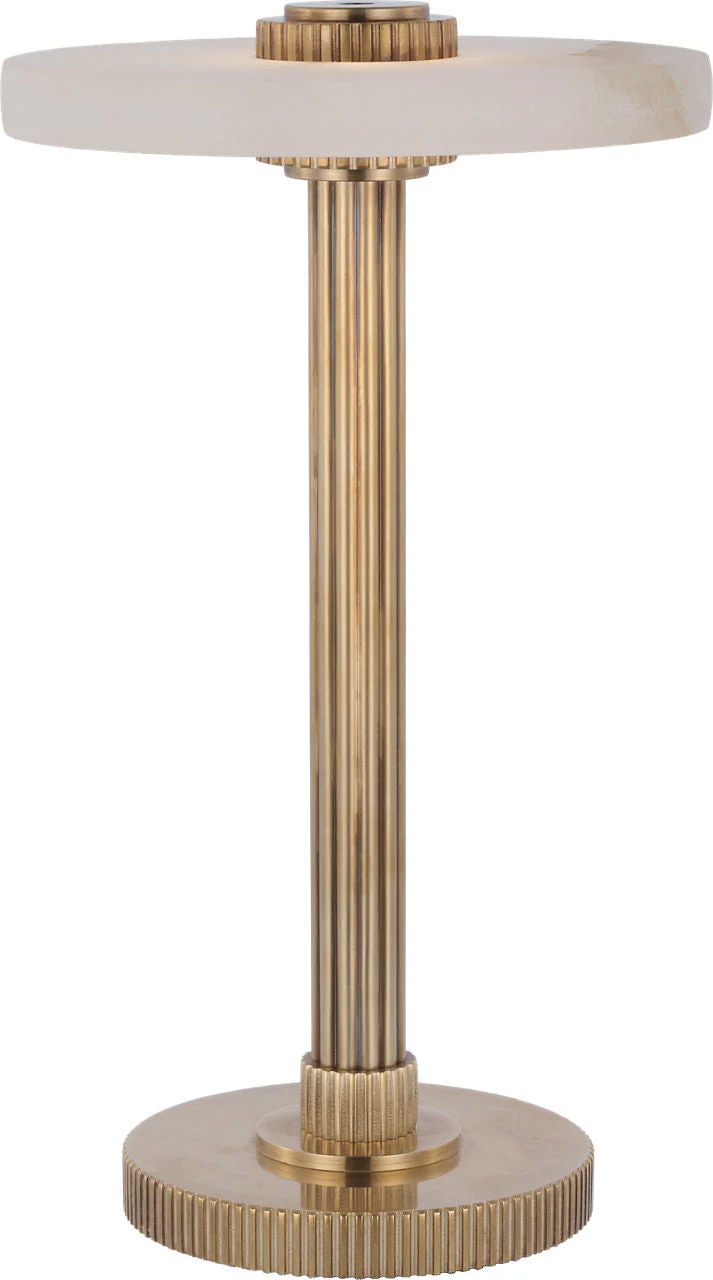 Aran 9" Rechargeable Accent Lamp | Hand-Rubbed Antique Brass and Alabaster - Image 3