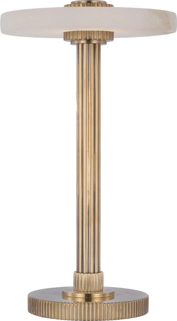 Aran 9" Rechargeable Accent Lamp | Hand-Rubbed Antique Brass and Alabaster - Image 2