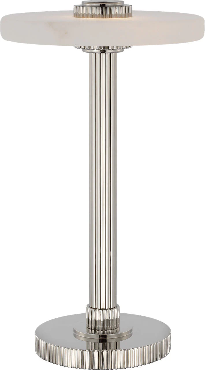 Aran 9" Rechargeable Accent Lamp | Polished Nickel and Alabaster - Image 3