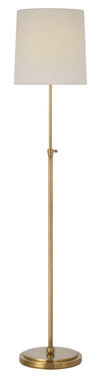 Bryant 52" Adjustable Cordless Floor Lamp | Hand-Rubbed Antique Brass | Linen Shade - Image 1