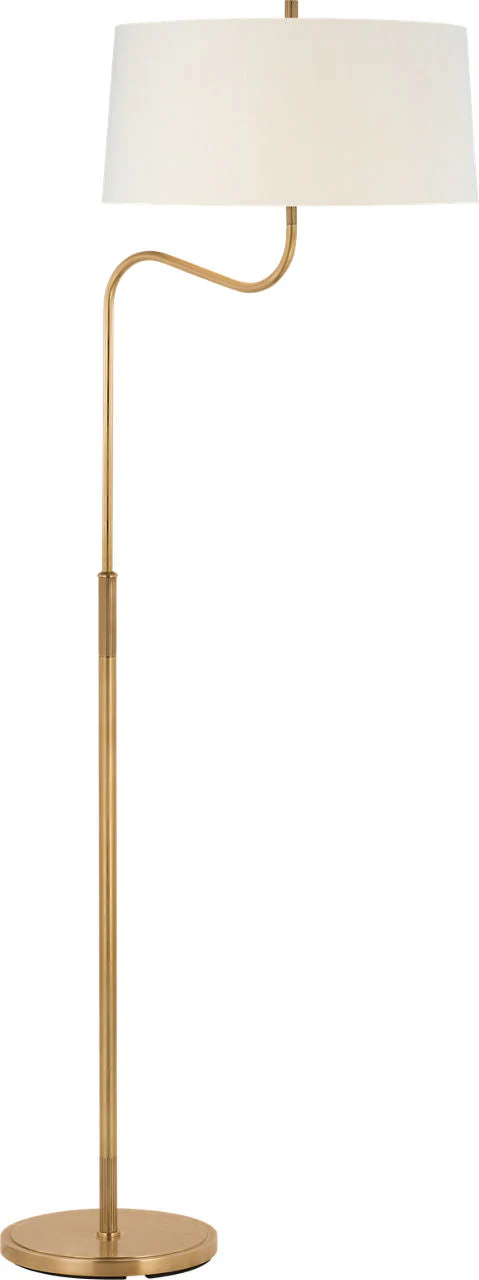 Canto Large Adjustable Floor Lamp | Hand-Rubbed Antique Brass | Linen Shade - Image 1