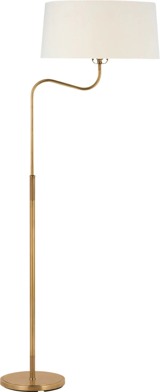 Canto Large Adjustable Floor Lamp | Hand-Rubbed Antique Brass | Linen Shade - Image 2