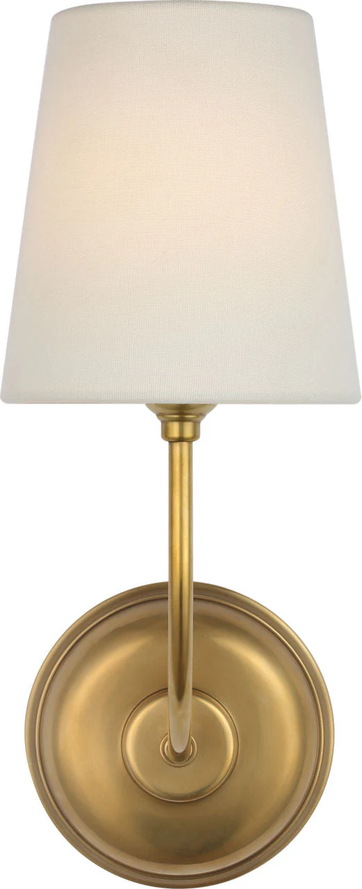 Vendome 16" Cordless Single Sconce | Hand-Rubbed Antique Brass | Linen Shade - Image 3