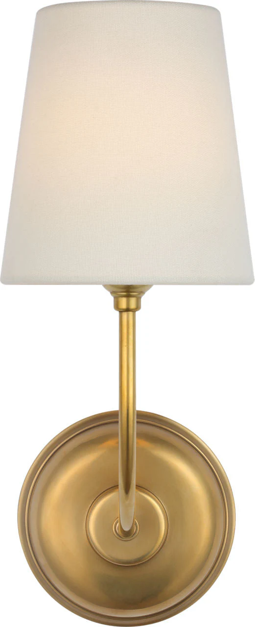 Vendome 16" Cordless Single Sconce | Hand-Rubbed Antique Brass | Linen Shade - Image 2