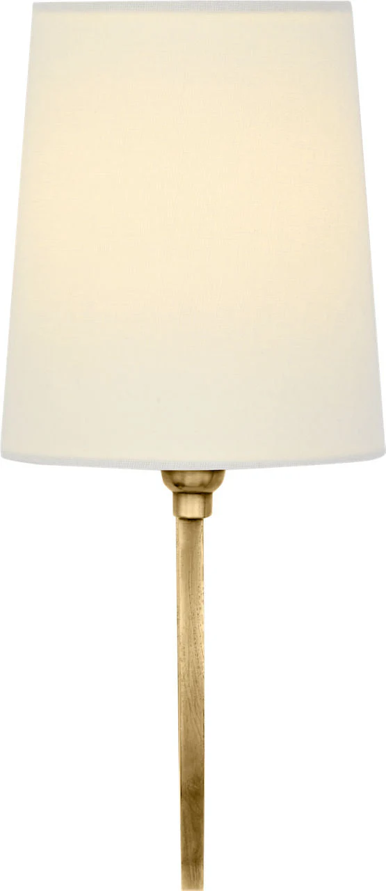 Reed Single Sconce | Hand-Rubbed Antique Brass | Linen Shade - Image 2