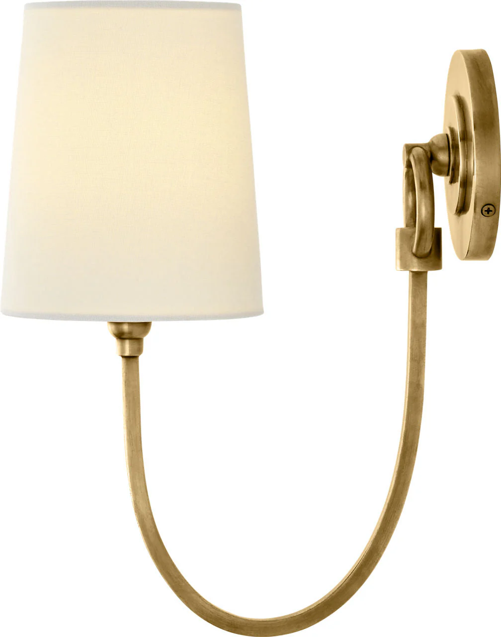 Reed Single Sconce | Hand-Rubbed Antique Brass | Linen Shade - Image 3