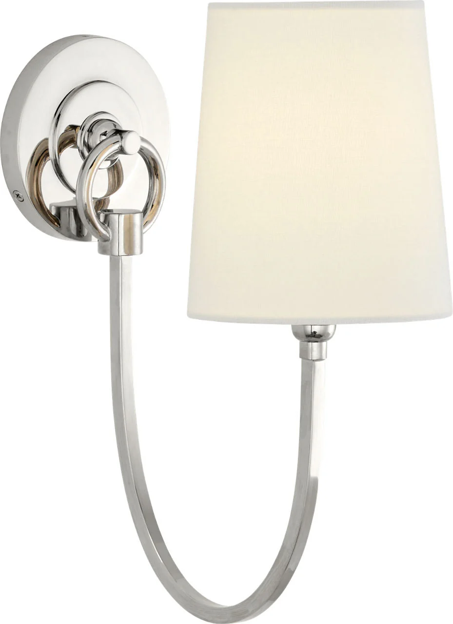 Reed Single Sconce | Polished Nickel | Linen Shade - Image 1