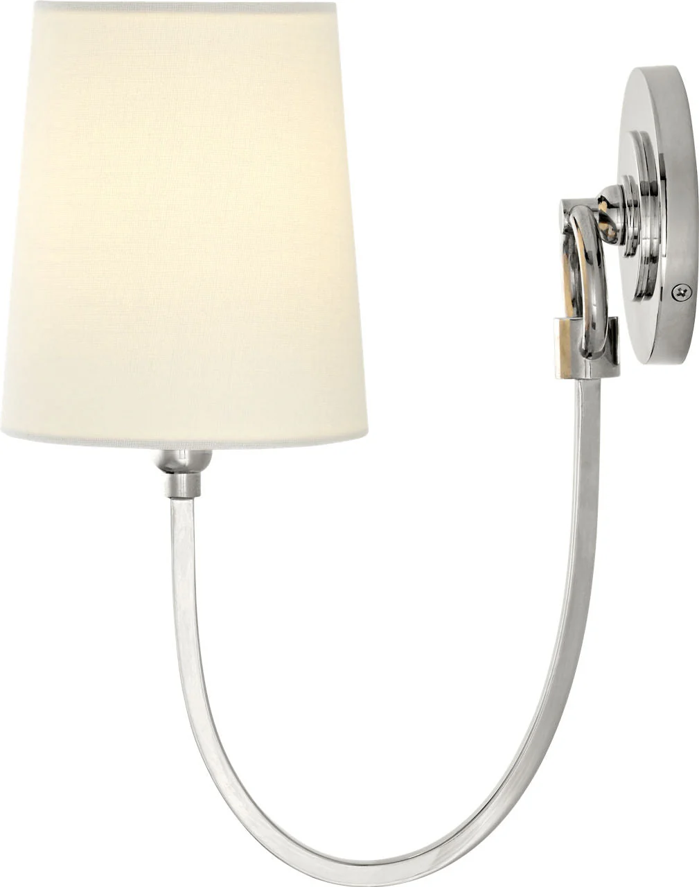 Reed Single Sconce | Polished Nickel | Linen Shade - Image 3