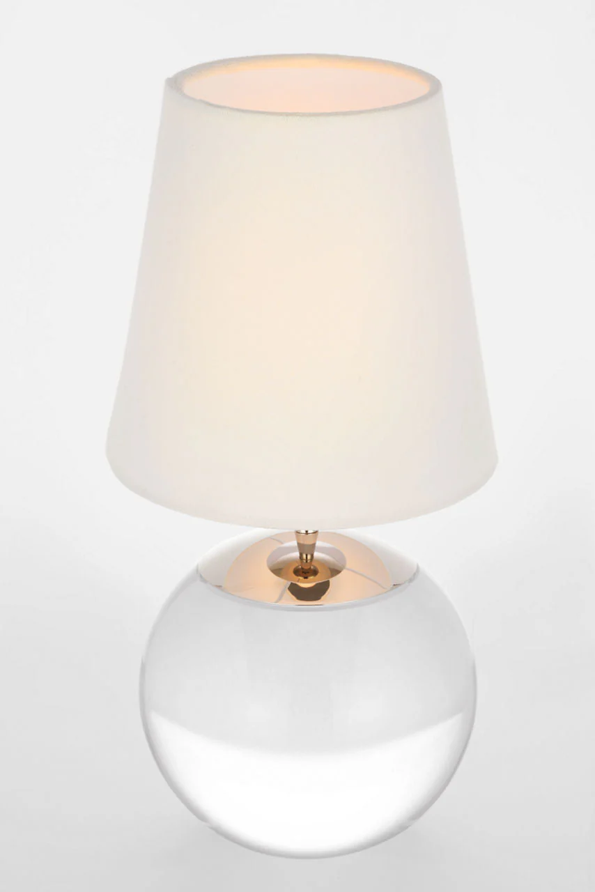 Terri 12" Cordless Accent Lamp | Crystal | Linen Shade - Image 2