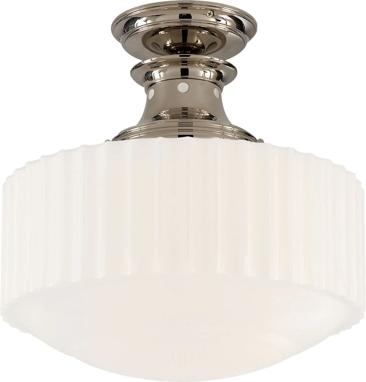 Milton Road Flush Mount | Polished Nickel | White Glass - Image 3
