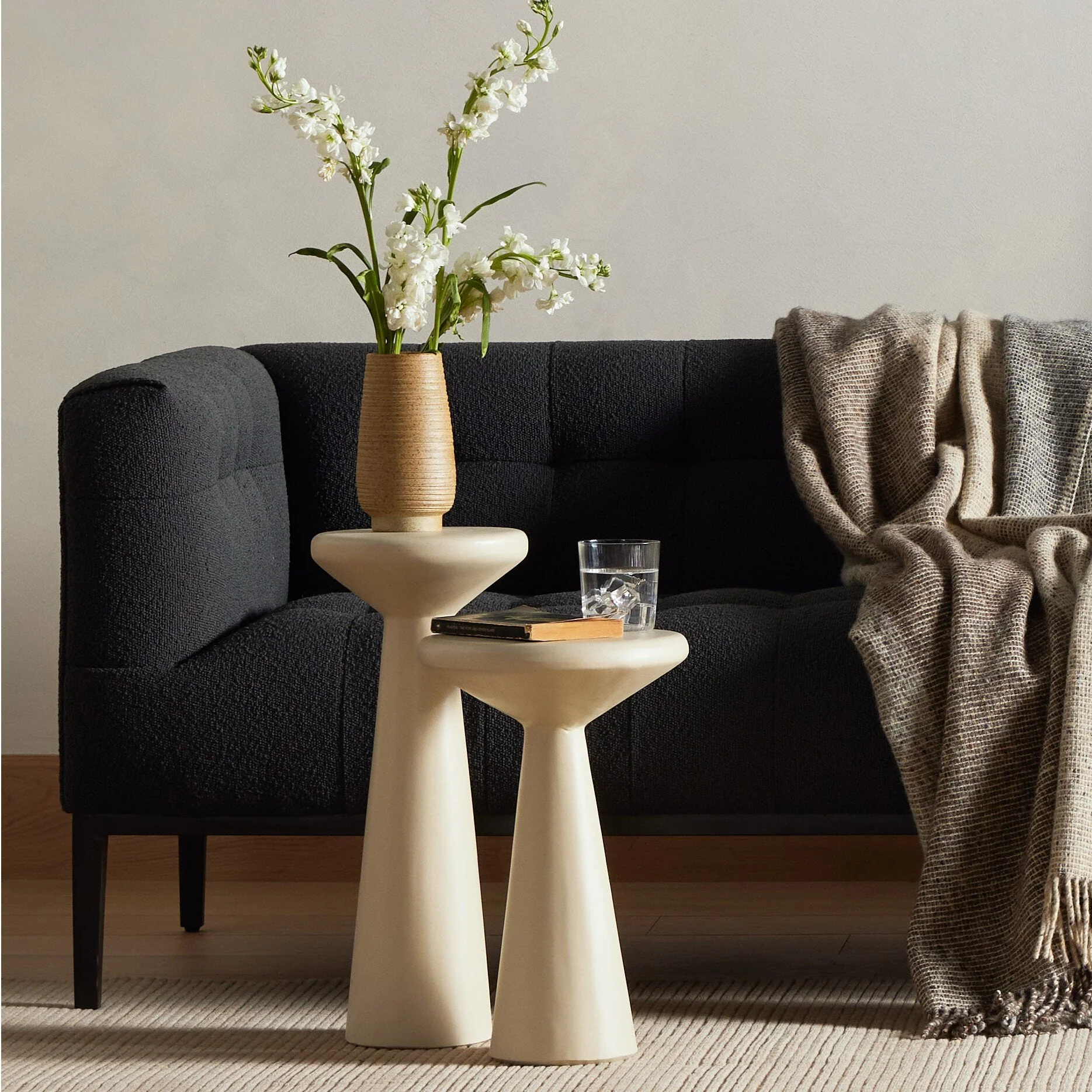 Ravine Concrete Accent Tables, Set Of 2 - Parchment White - Image 3