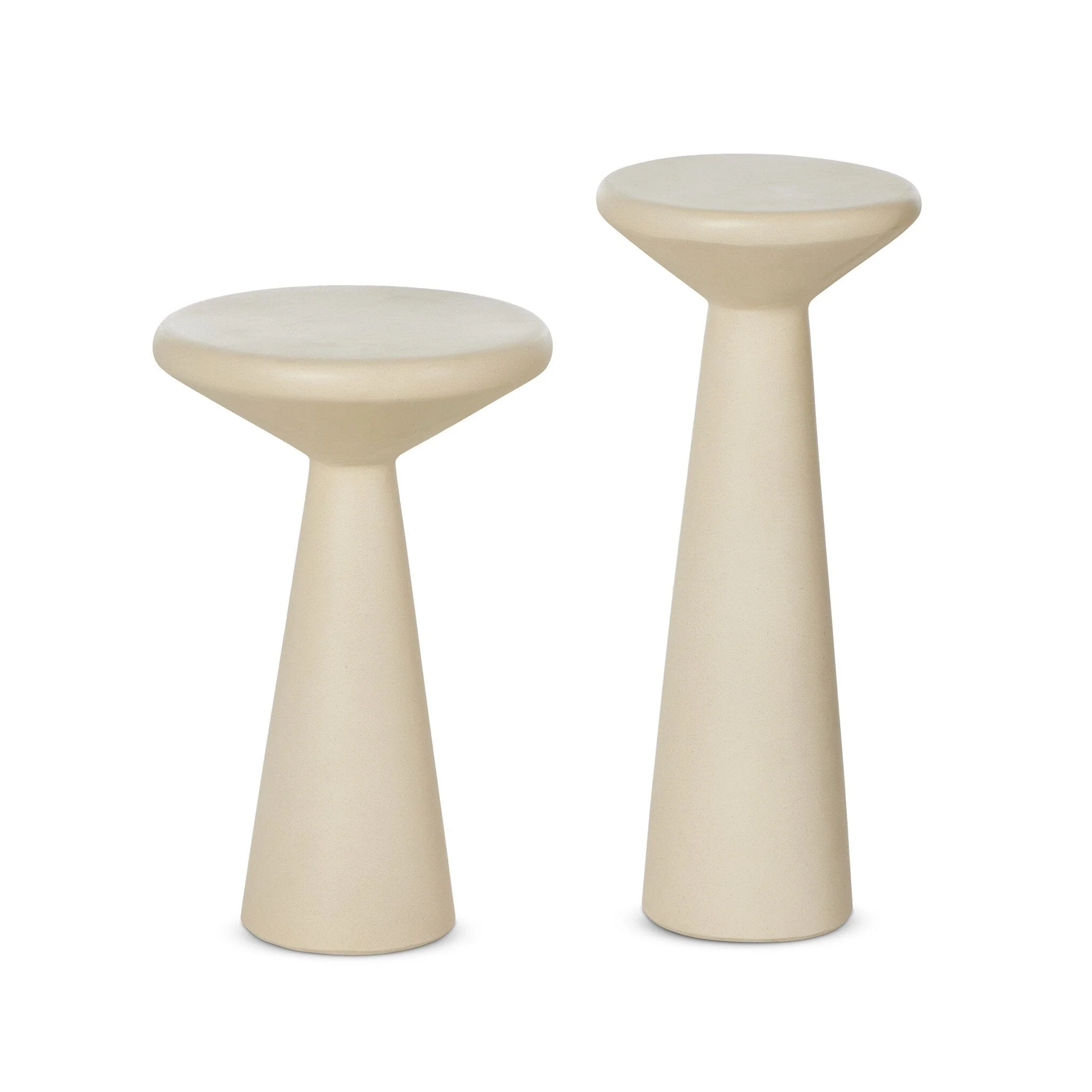 Ravine Concrete Accent Tables, Set Of 2 - Parchment White - Image 1