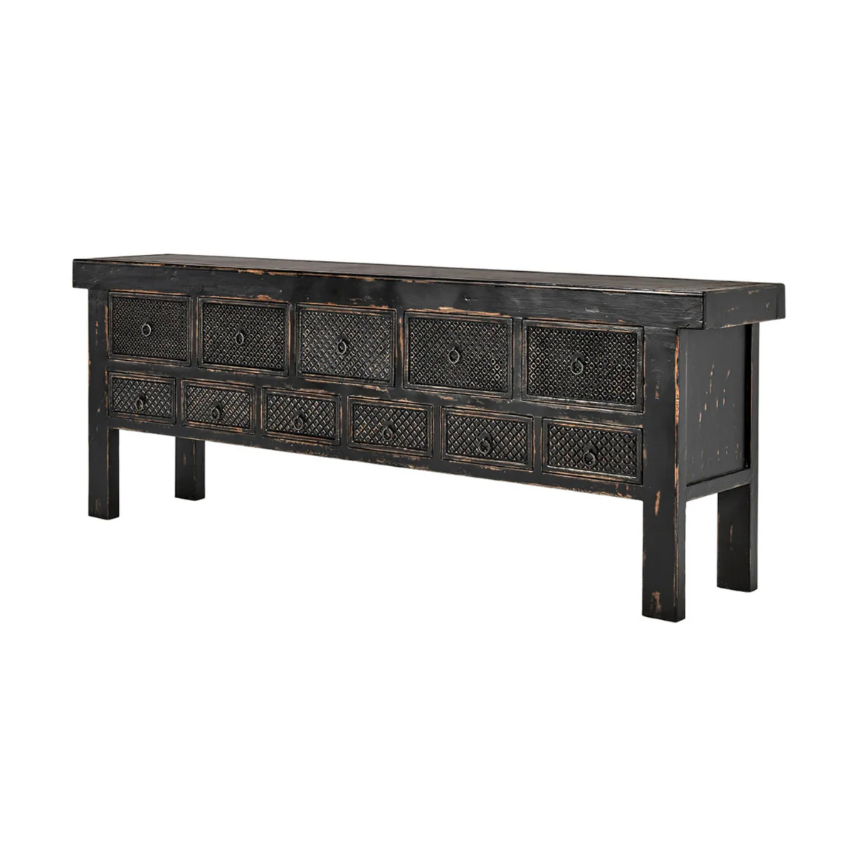 Lahey Reclaimed Pine 11 Drawer Console Table