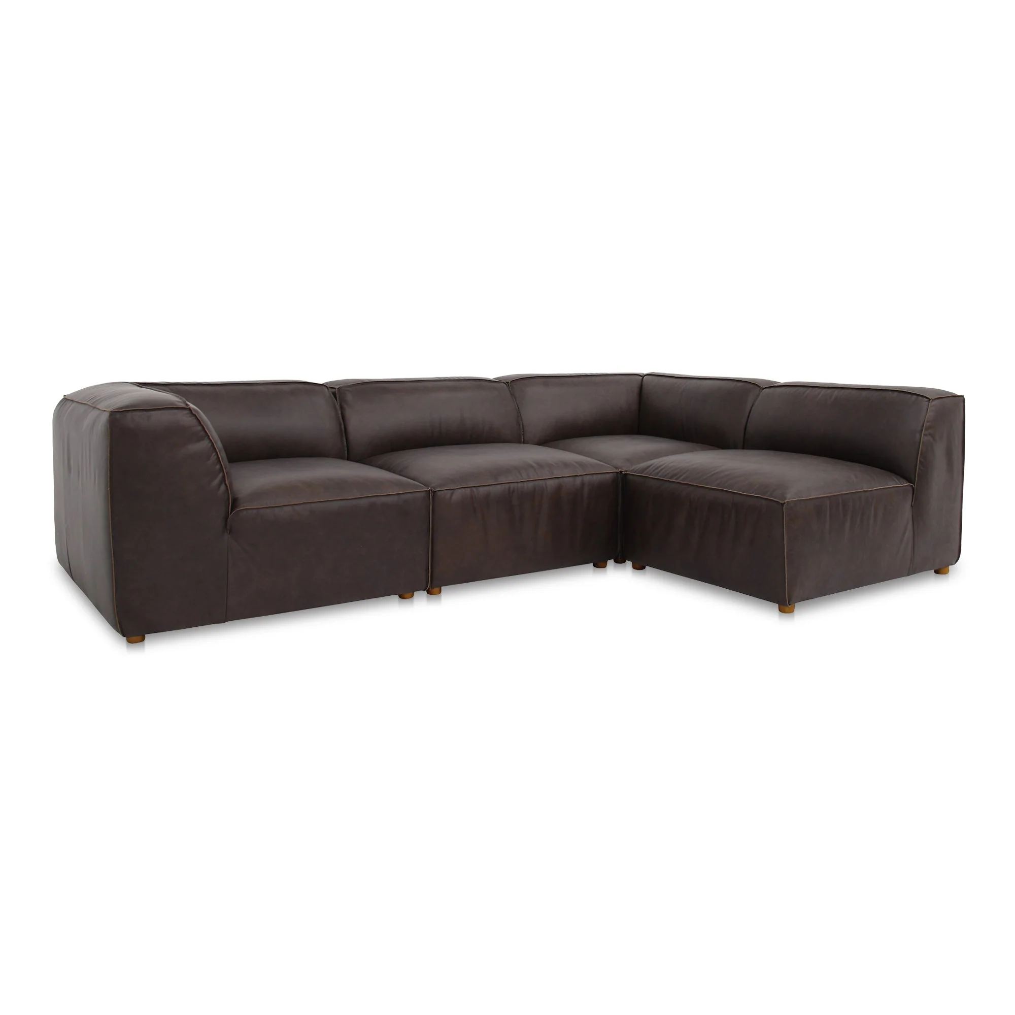 Form Signature Modular Sectional Espresso Brown Leather - Image 2