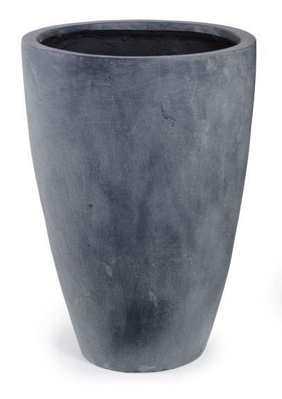 Fiberglass Tapered Cylinder Planter w/ Lead Finish 14" - Image 1