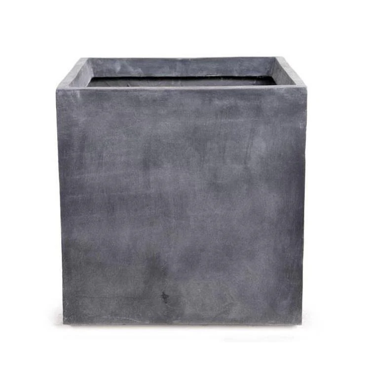 Fiberglass Cube Planter w/ Lead Finish 20″